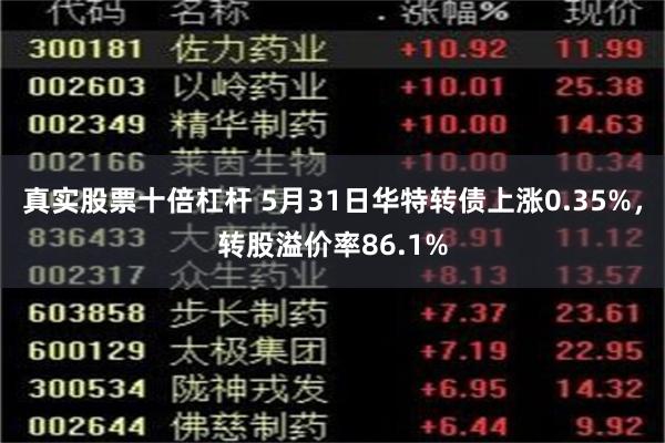 真实股票十倍杠杆 5月31日华特转债上涨0.35%，转股溢价率86.1%